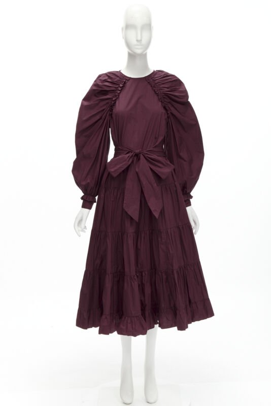 Ulla Johnson Burgundy Bow Midi Dress - Image 11