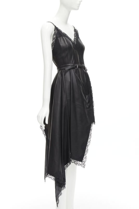 Alexander Mcqueen Black Leather Wrap Dress - Image 6