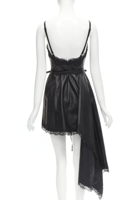 Alexander Mcqueen Black Leather Wrap Dress - Side view