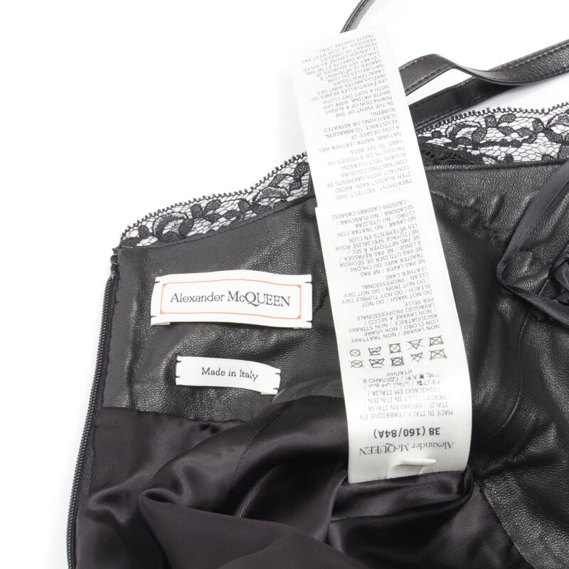 Alexander Mcqueen Black Leather Wrap Dress - Image 12