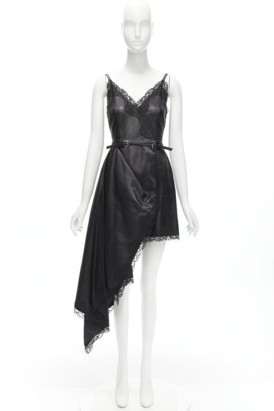 Alexander Mcqueen Black Leather Wrap Dress - Image 13
