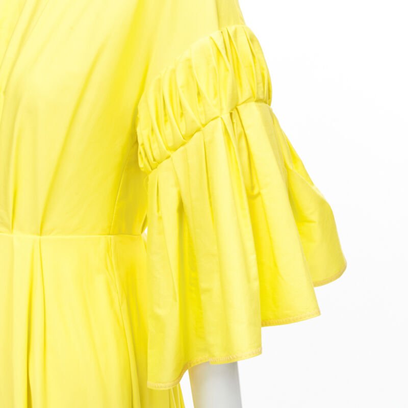 Roksanda Yellow Pleated A-Line Dress - Back view