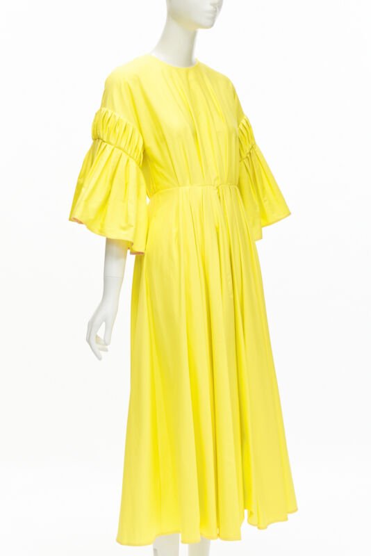 Roksanda Yellow Pleated A-Line Dress - Image 6