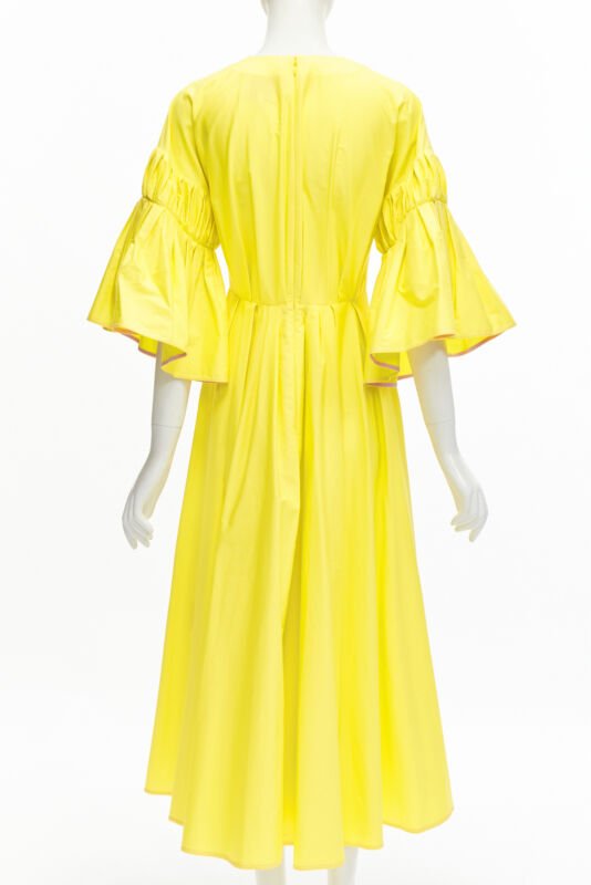 Roksanda Yellow Pleated A-Line Dress - Side view