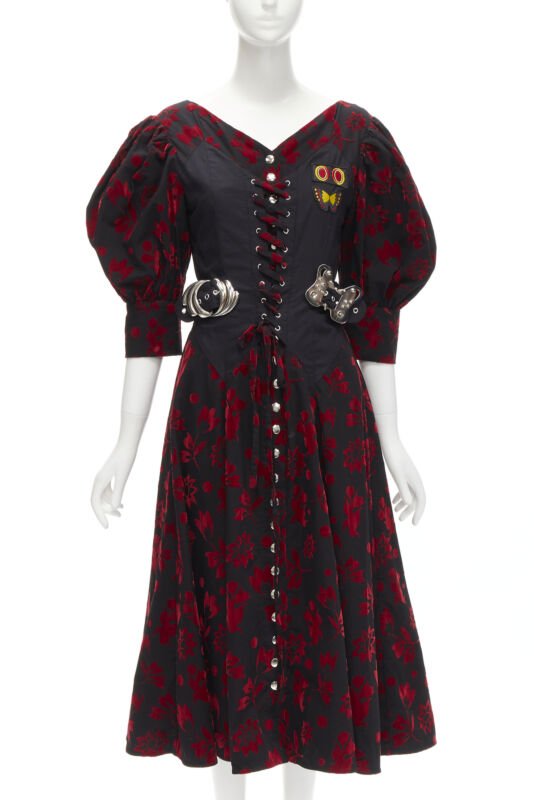 Chopova Lowena Red Velvet Victorian Dress