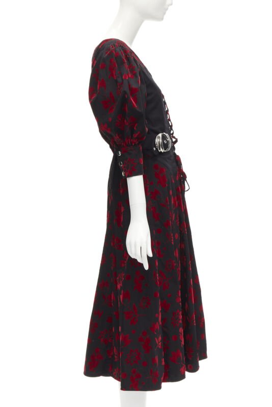 Chopova Lowena Red Velvet Victorian Dress - 4
