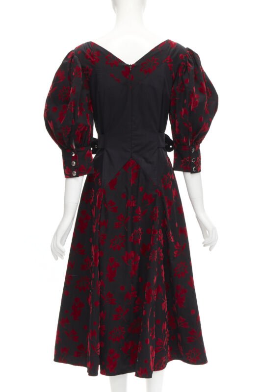 Chopova Lowena Red Velvet Victorian Dress - Side view