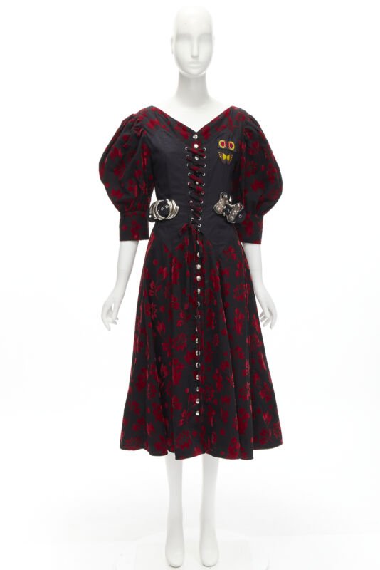Chopova Lowena Red Velvet Victorian Dress - Image 13