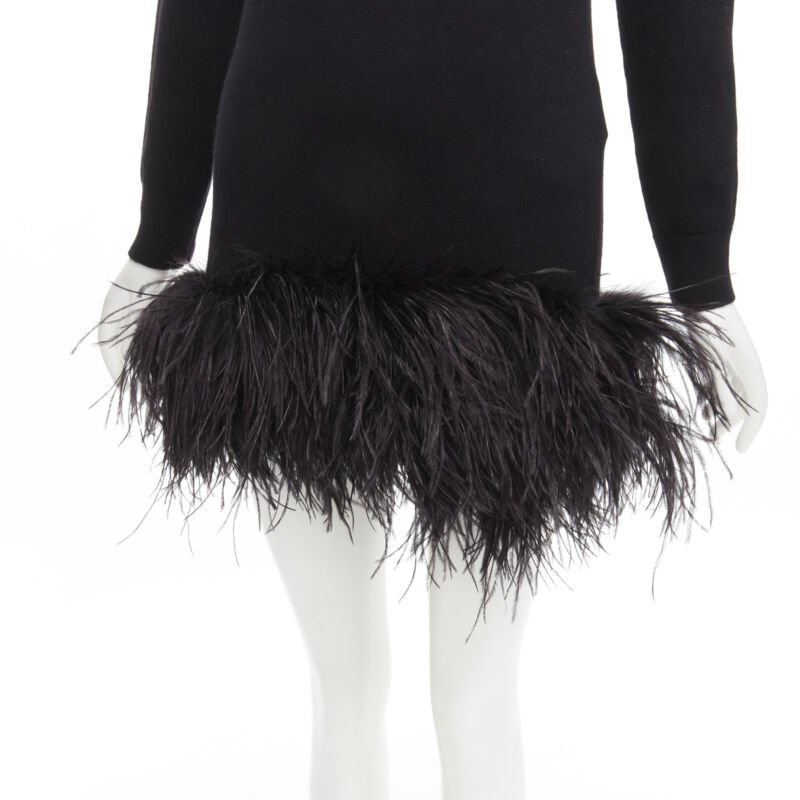 Saint Laurent Black Feather Sweater Dress - Back view
