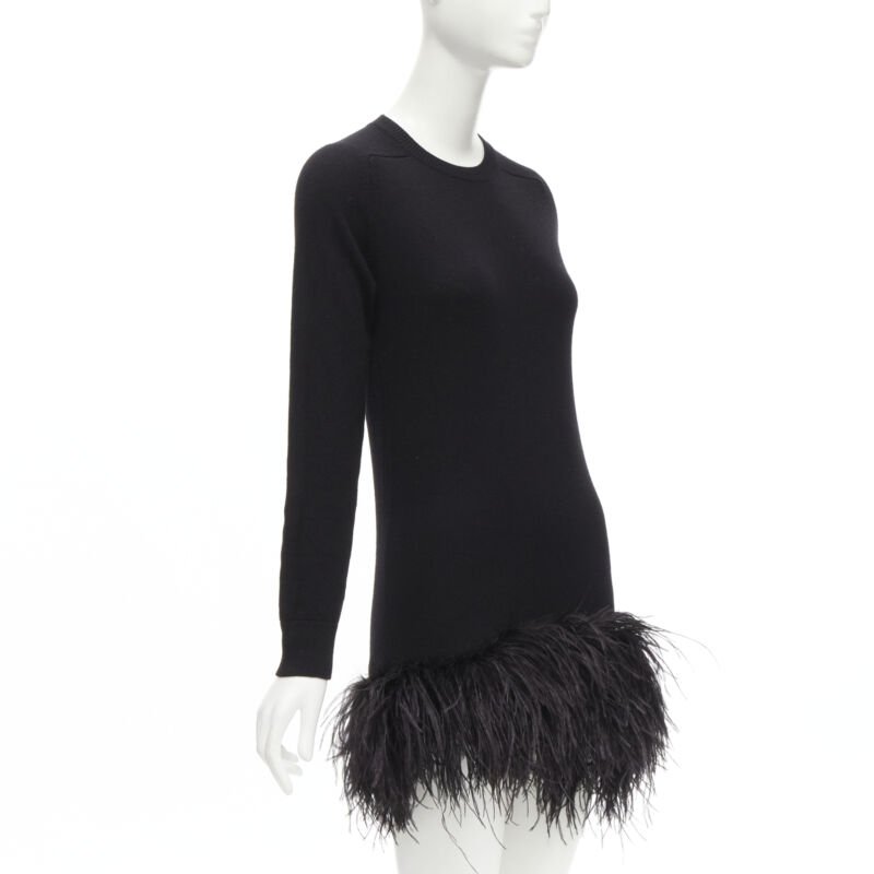 Saint Laurent Black Feather Sweater Dress - Image 6