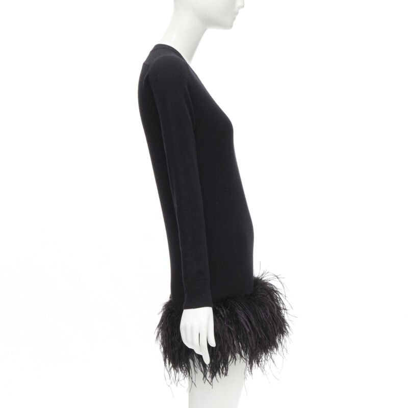 Saint Laurent Black Feather Sweater Dress - 4