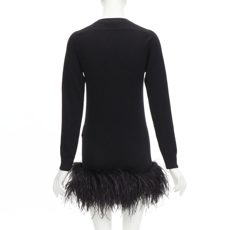 Saint Laurent Black Feather Sweater Dress - Side view