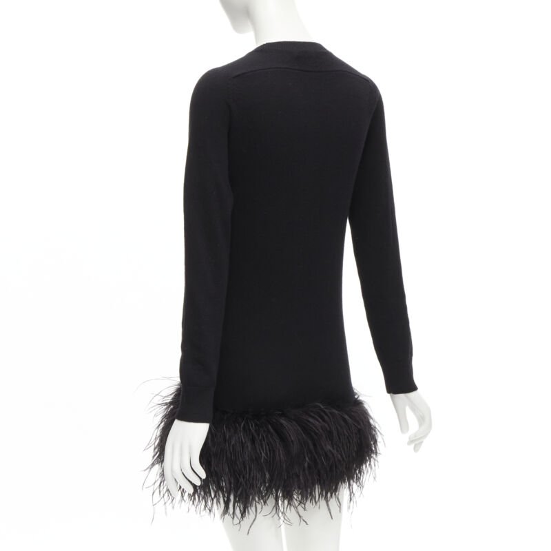 Saint Laurent Black Feather Sweater Dress - Detail 1