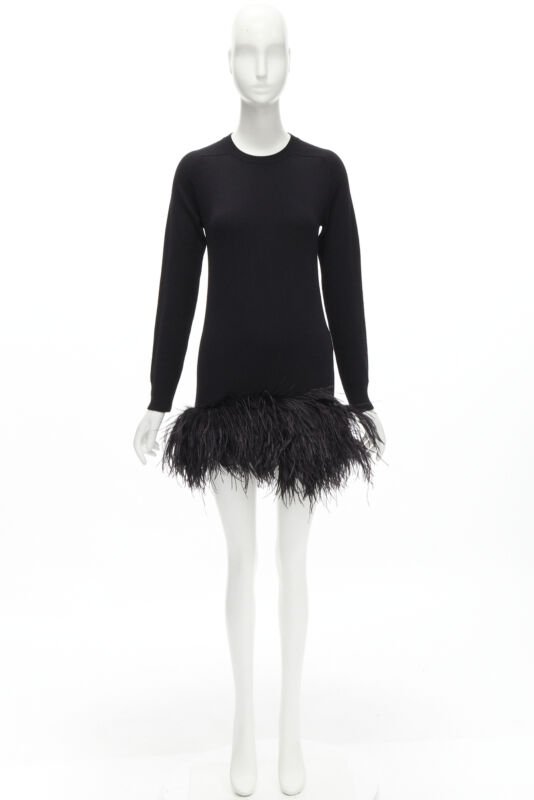 Saint Laurent Black Feather Sweater Dress - Image 12