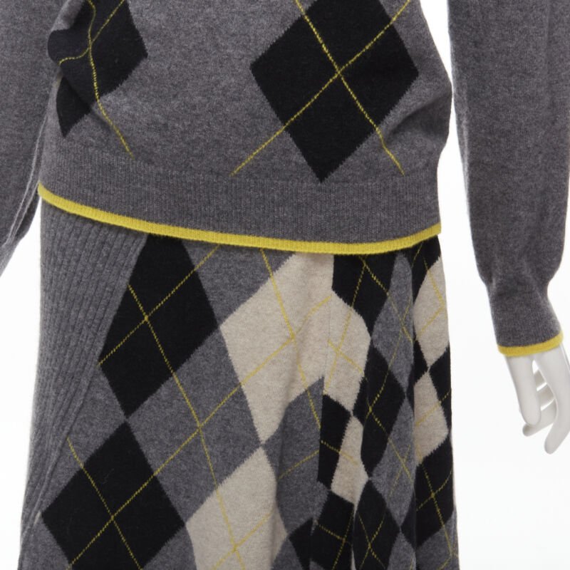 Pringle Of Scotland Grey Argyle Skirt Set - Back view