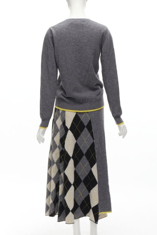 Pringle Of Scotland Grey Argyle Skirt Set - Side view