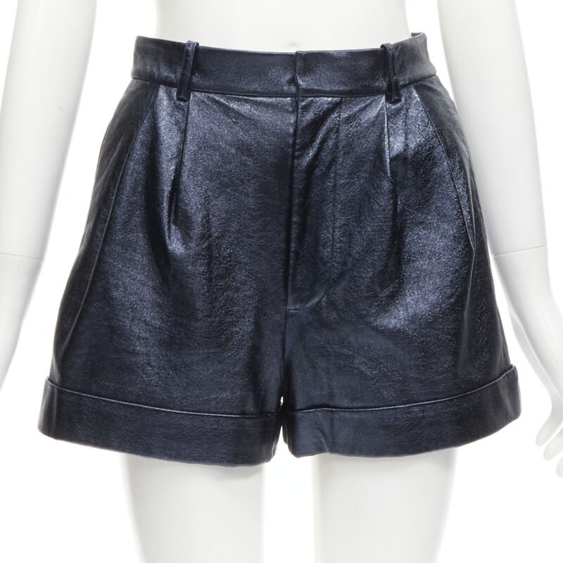 Alice & Olivia Metallic Leather Shorts