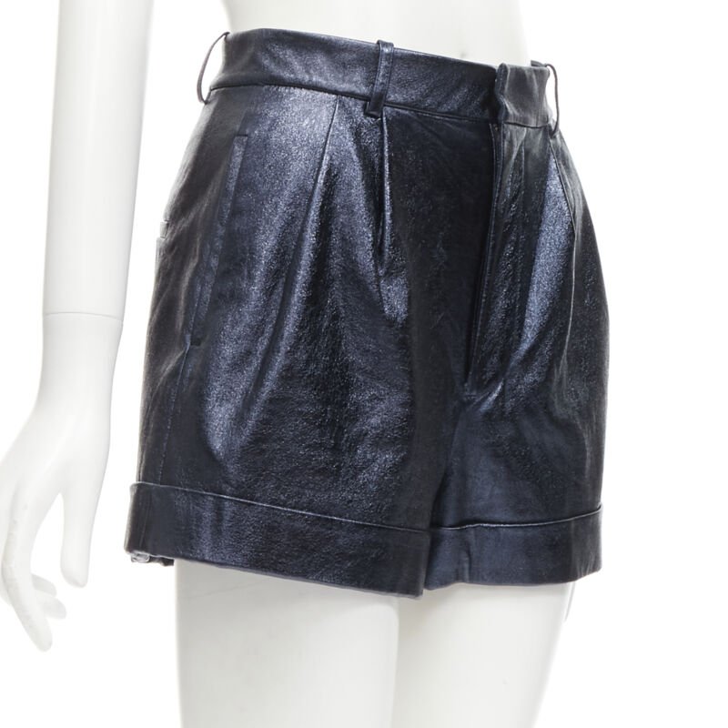 Alice & Olivia Metallic Leather Shorts - Image 6
