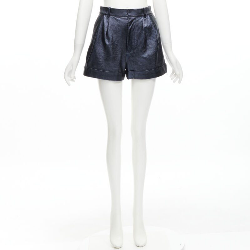 Alice & Olivia Metallic Leather Shorts - Image 11