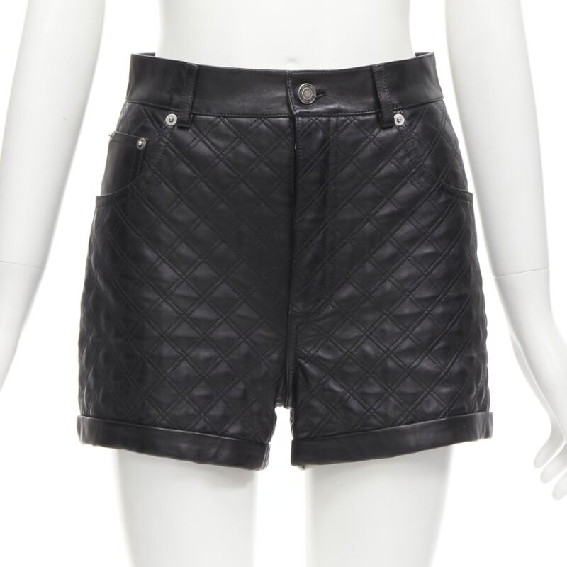 Saint Laurent Quilted Leather Shorts
