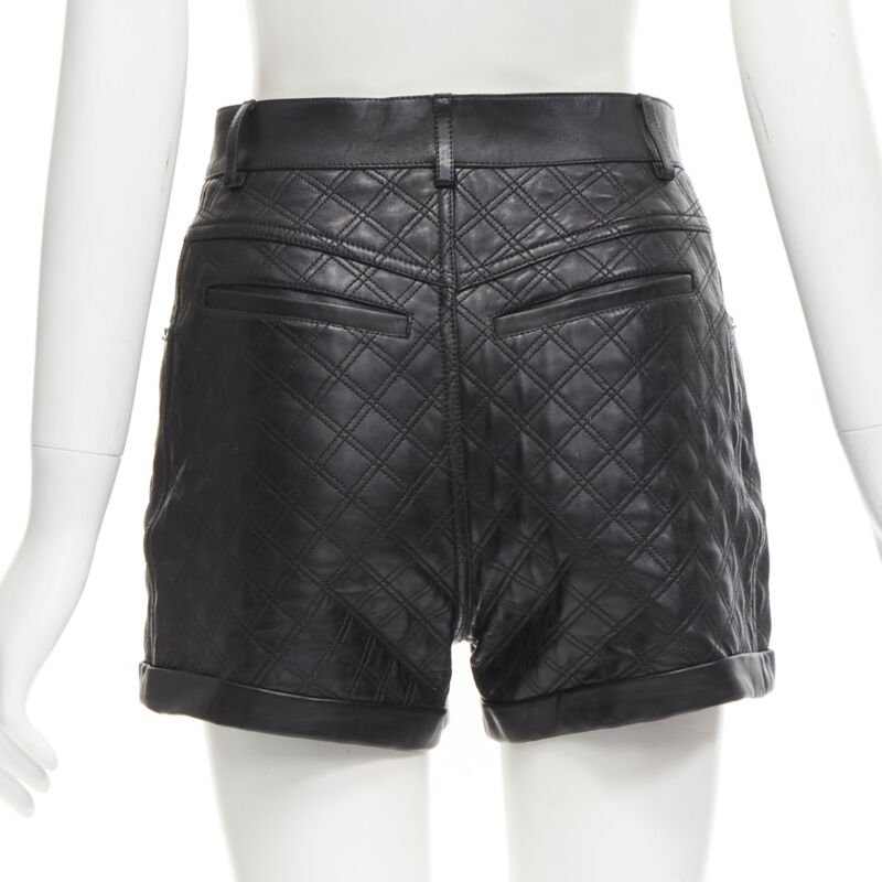 Saint Laurent Quilted Leather Shorts - Side view