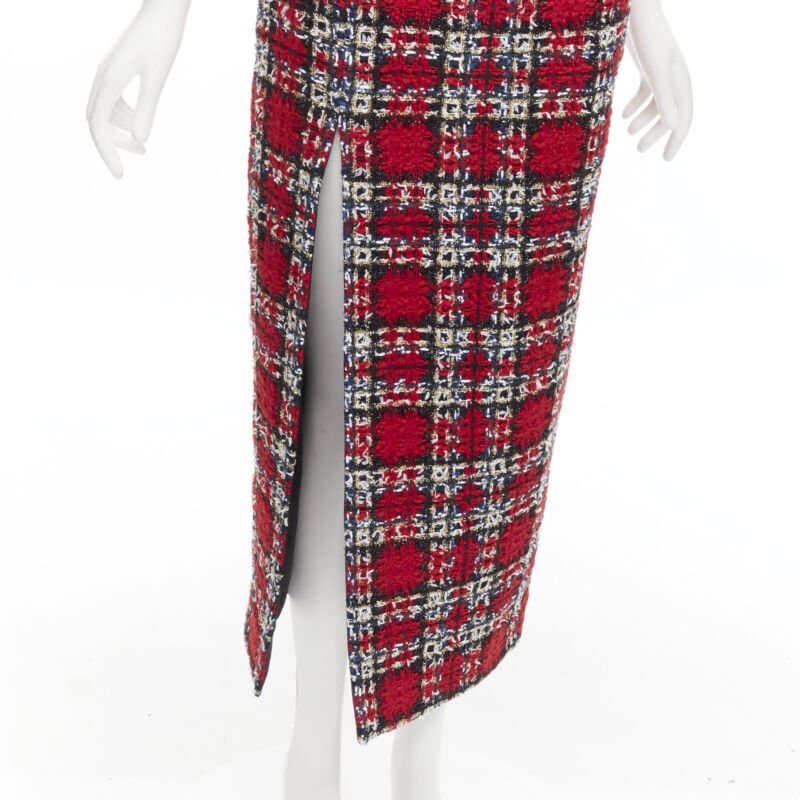 Halpern Plaid Tweed Skirt - Back view