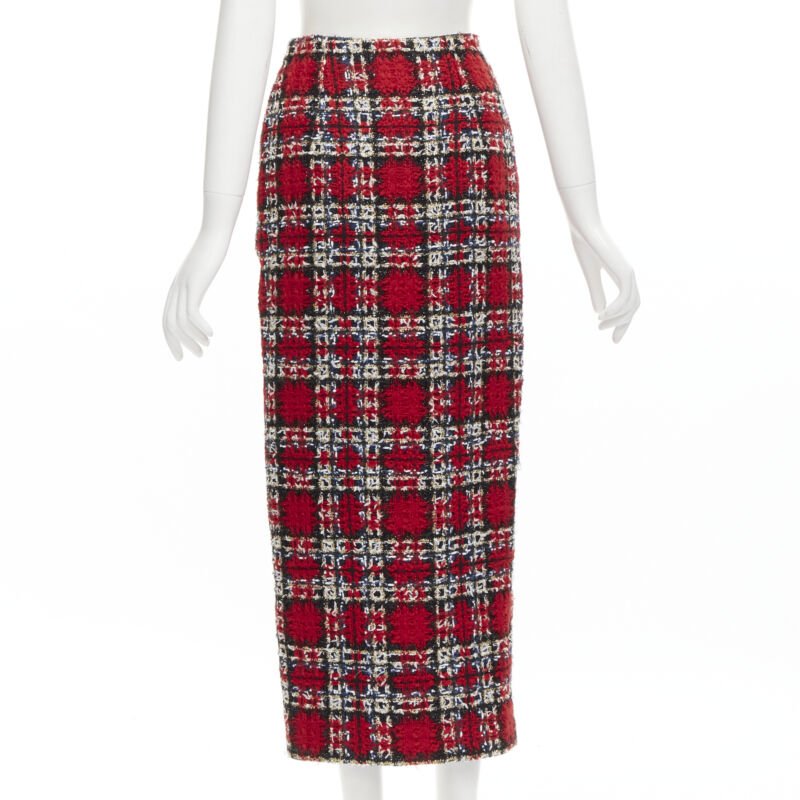 Halpern Plaid Tweed Skirt - Side view