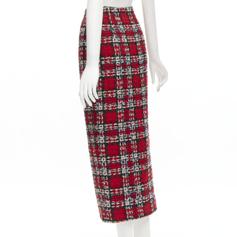 Halpern Plaid Tweed Skirt - Detail 1