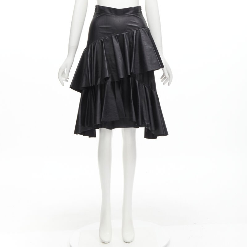 Philosophy Di Lorenzo Serafini Tiered Leather Skirt - Image 11