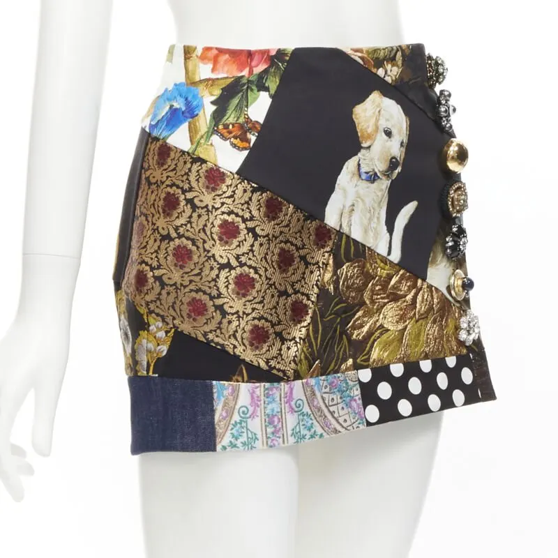 Dolce & Gabbana Dog Patchwork Skirt MultiColor Polyester Very good - Inside View