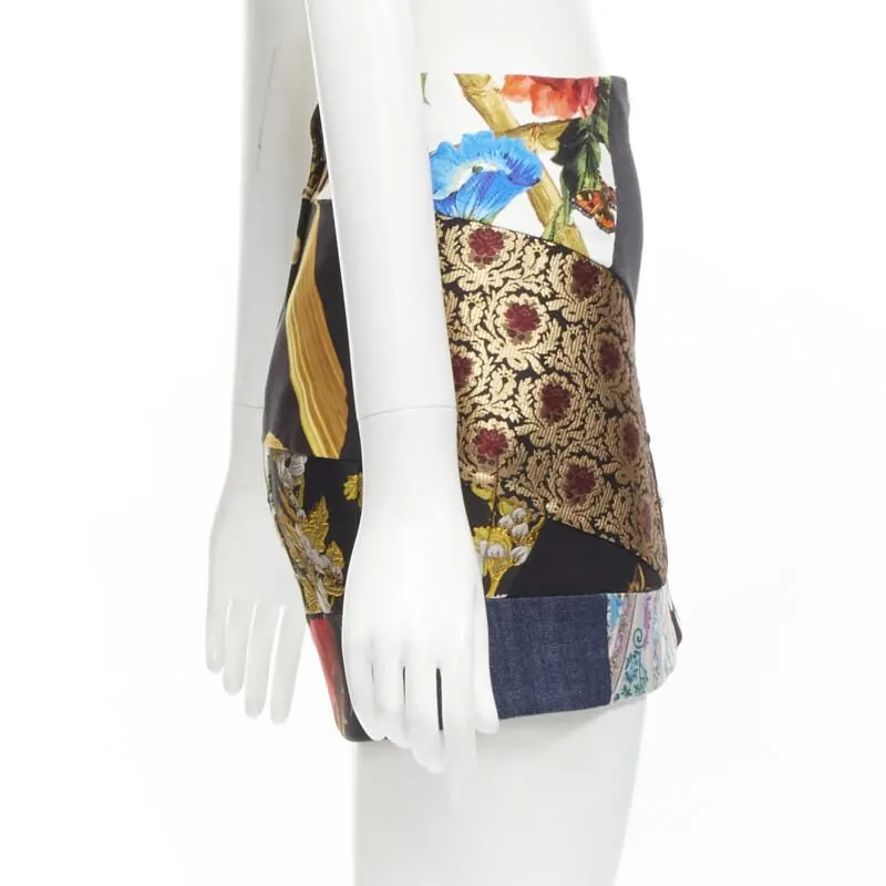 Dolce & Gabbana Dog Patchwork Skirt MultiColor Polyester Very good - Model View
