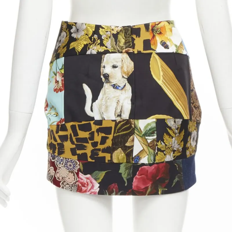 Dolce & Gabbana Dog Patchwork Skirt MultiColor Polyester Very good - Box View