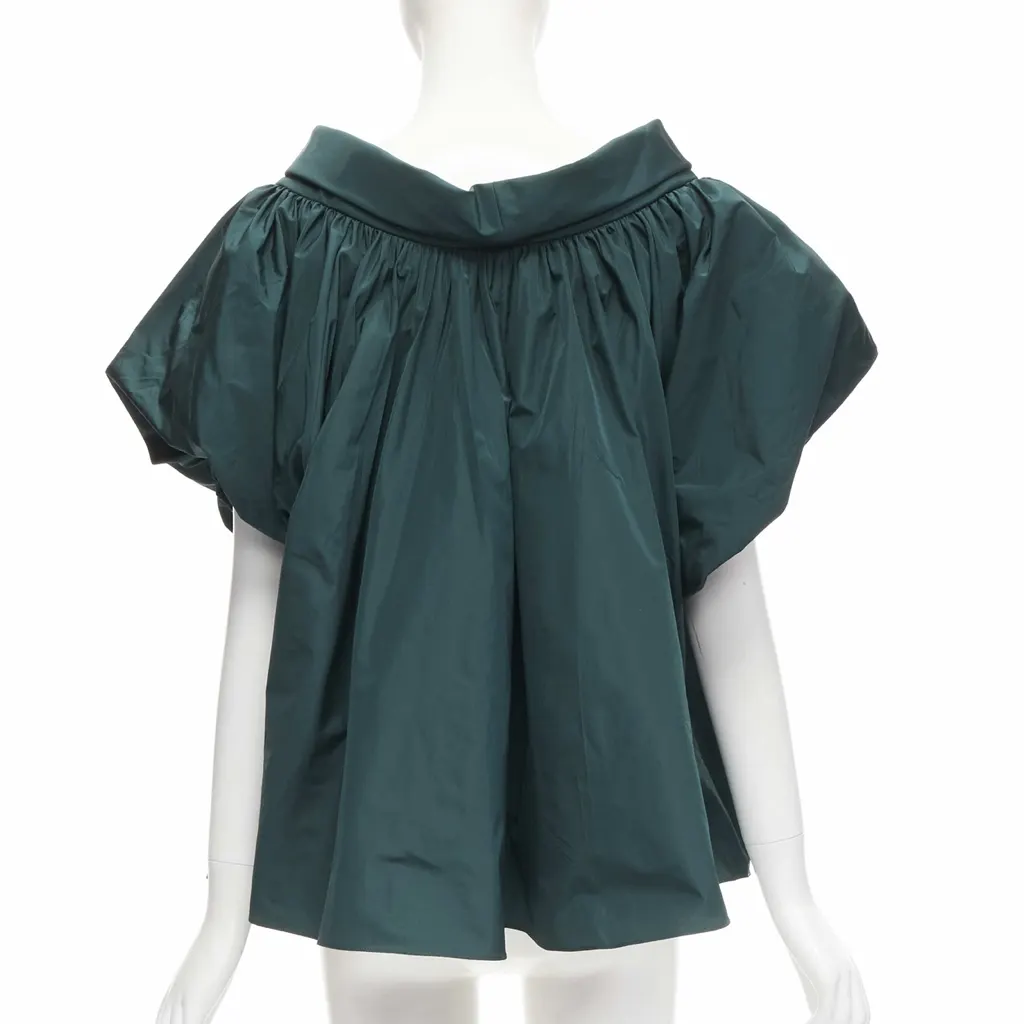 Alexander McQueen Puff Sleeve Top Green Polyester Never worn - Model View