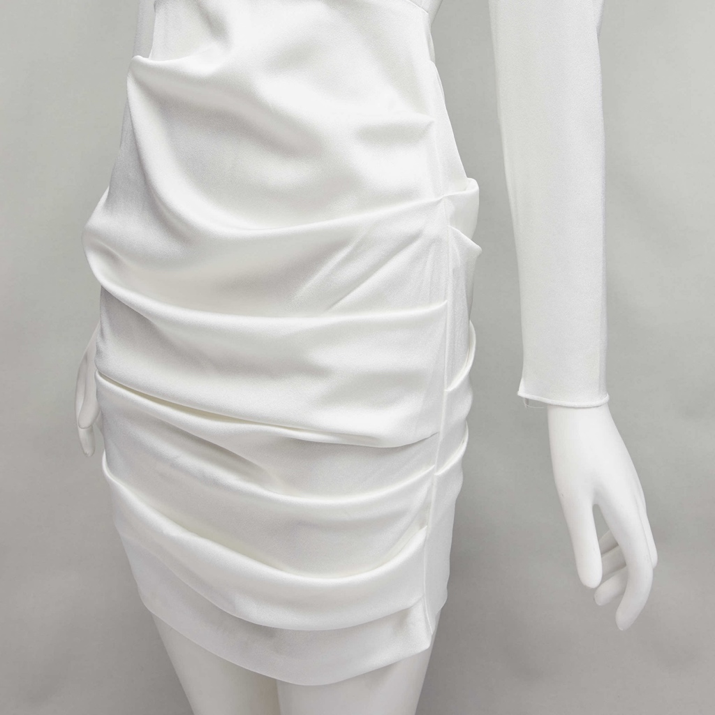 Alex Perry White Satin Cocktail Dress - Back view