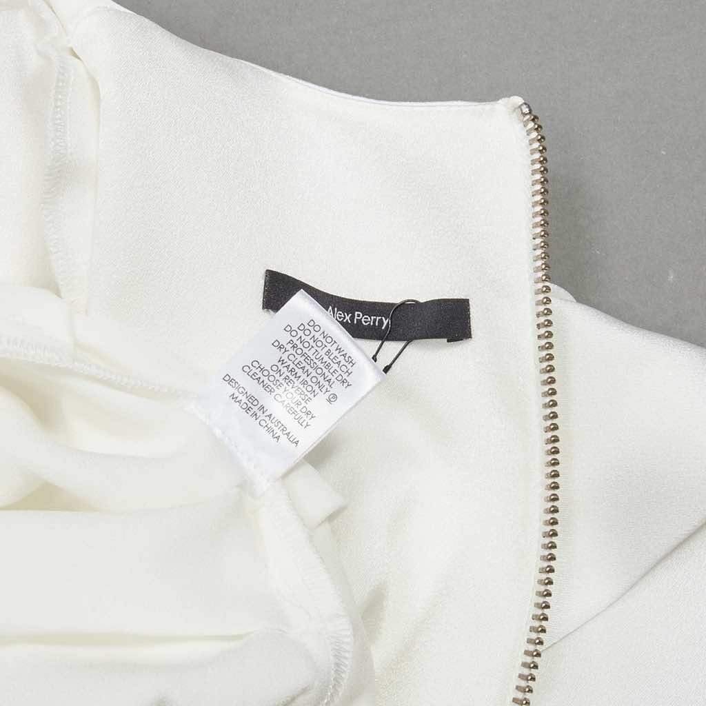 Alex Perry White Satin Cocktail Dress - Image 12