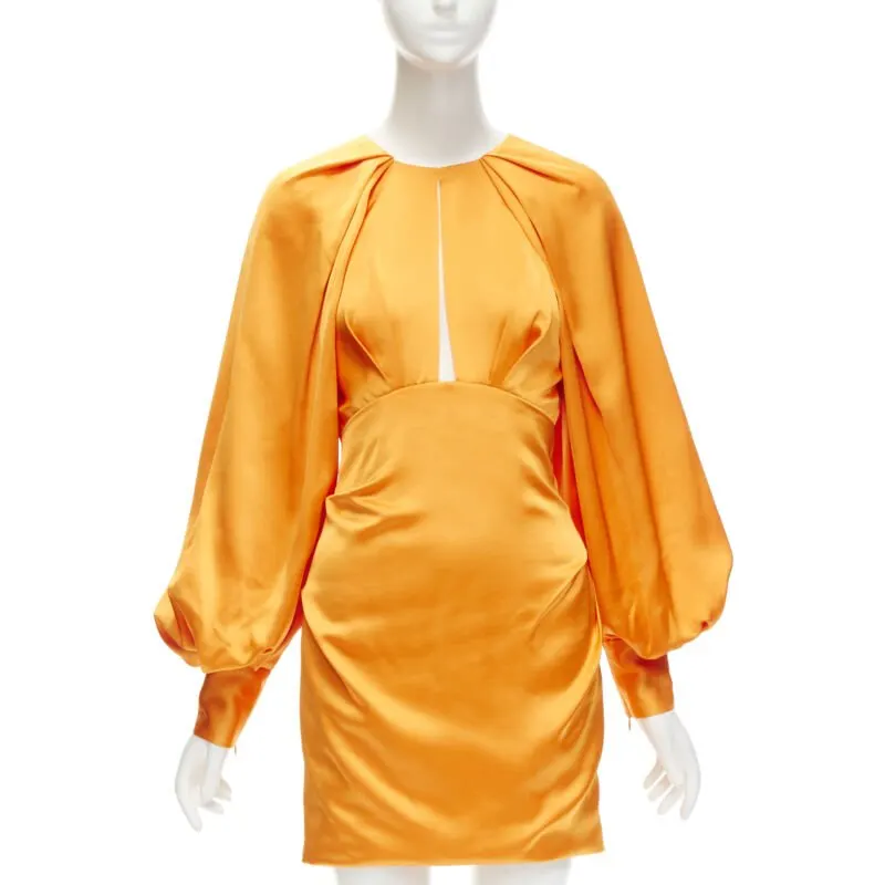 Acler Orange Puff Sleeve Dress Orange Polyester Never worn - Front View