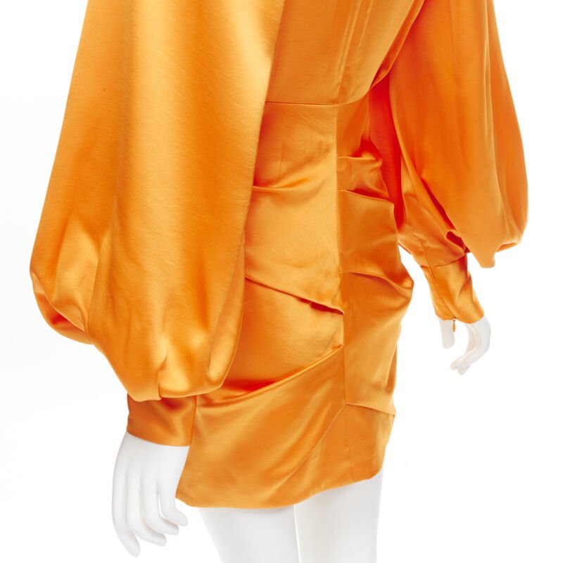 Acler Orange Puff Sleeve Dress - Back view
