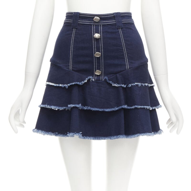 Aje Frayed Denim Skirt
