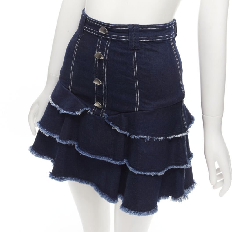 Aje Frayed Denim Skirt - Back view
