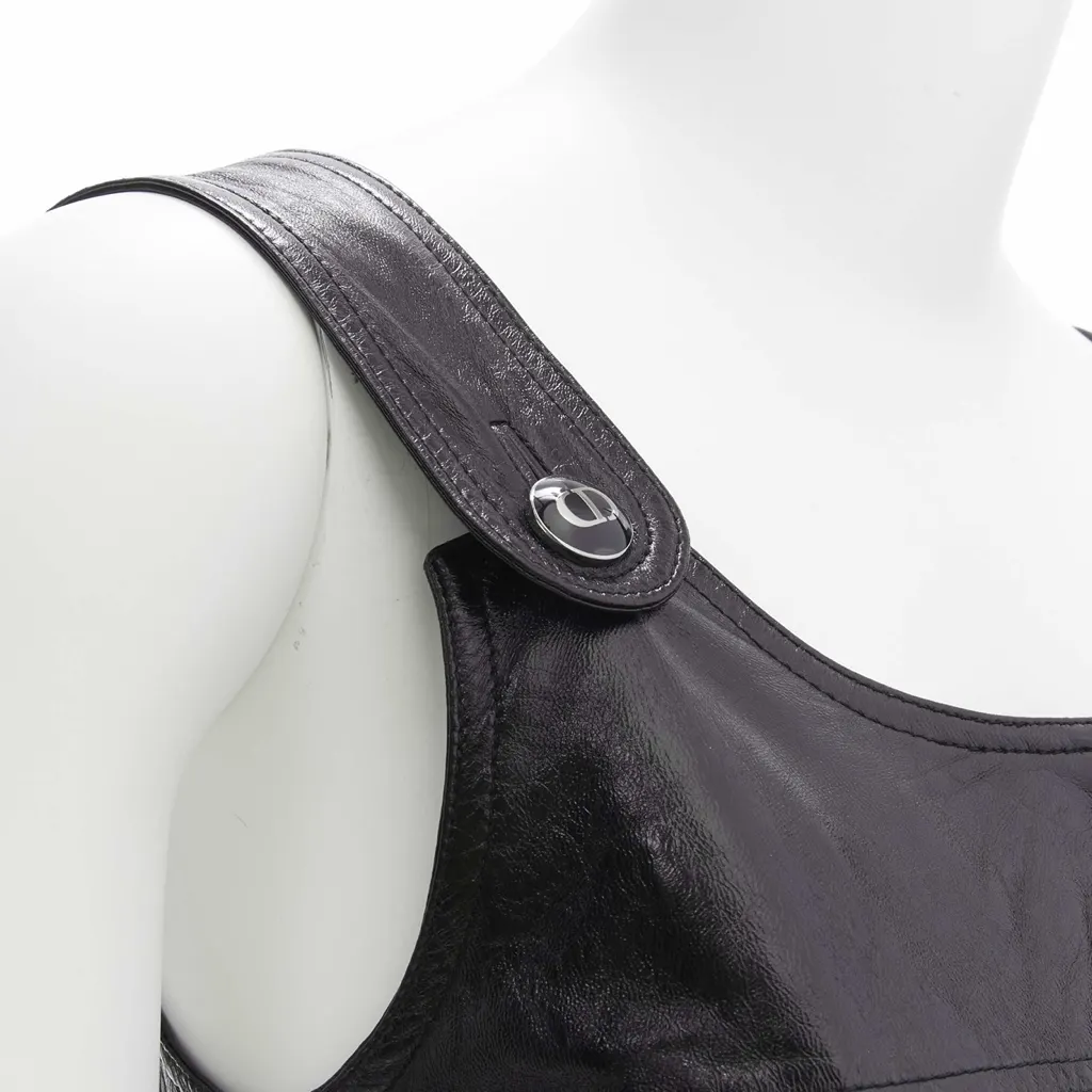 Dior Crinkled Leather Dress Black Leather Never worn - Back View