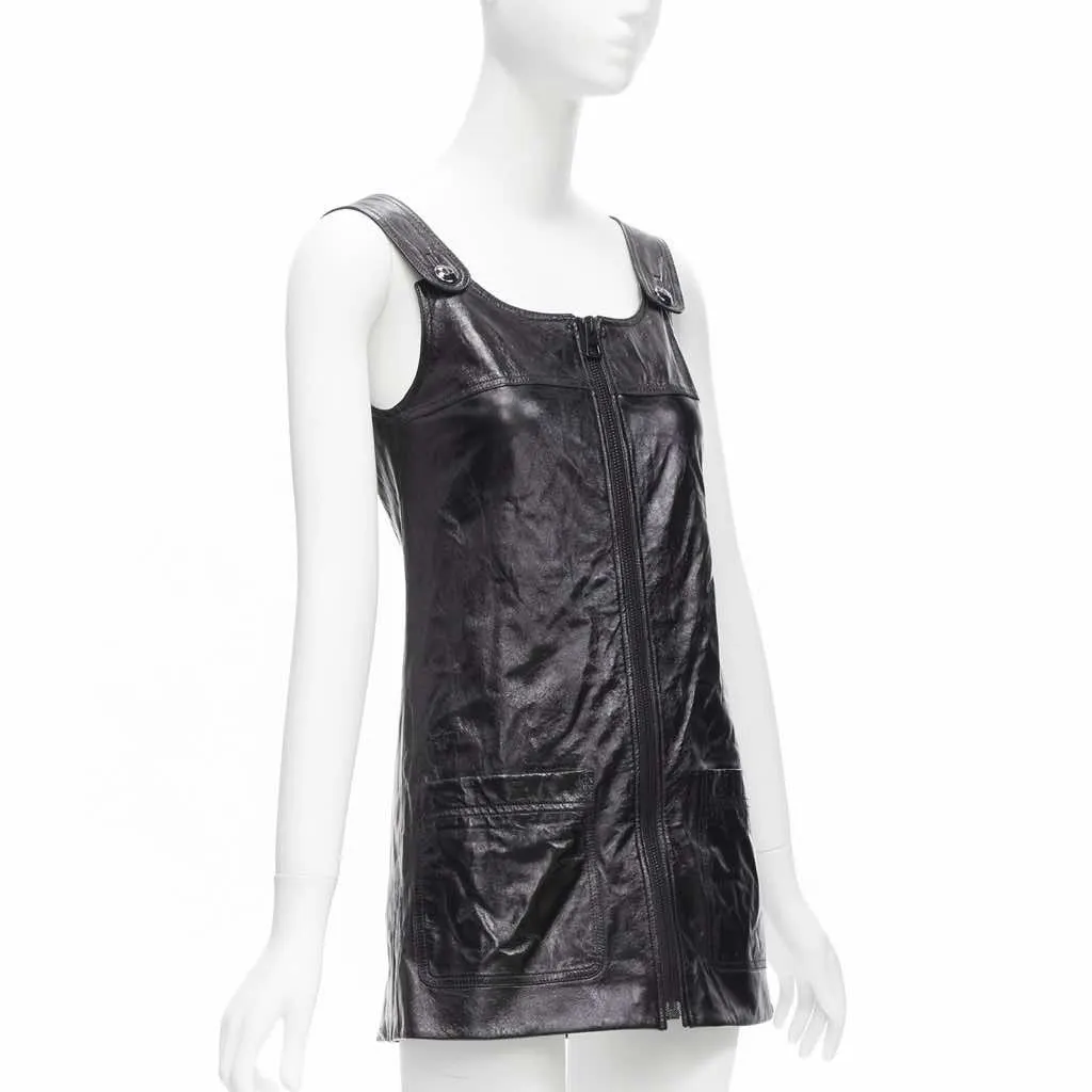 Dior Crinkled Leather Dress Black Leather Never worn - Inside View