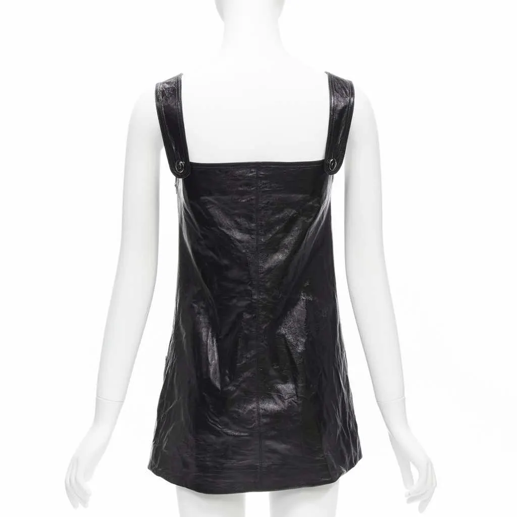 Dior Crinkled Leather Dress Black Leather Never worn - Box View