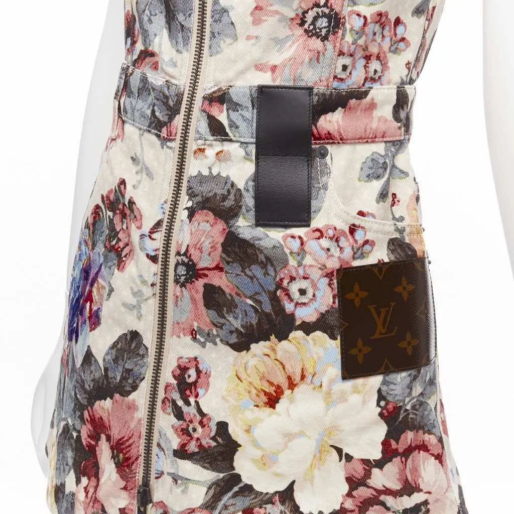 Louis Vuitton Floral Denim Dress Pink Cotton Never worn - Back View