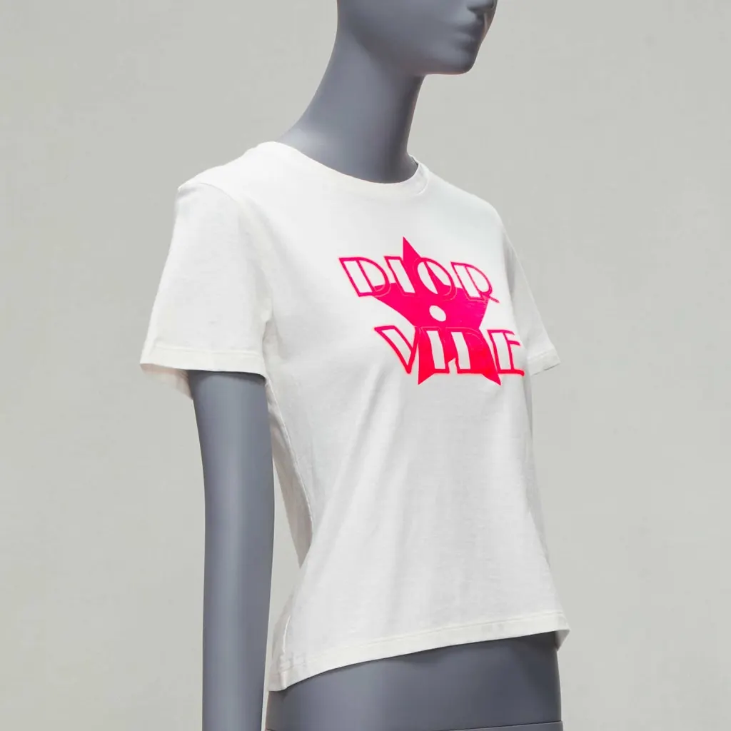 Dior Star Logo T-Shirt Pink Cotton Never worn - Inside View