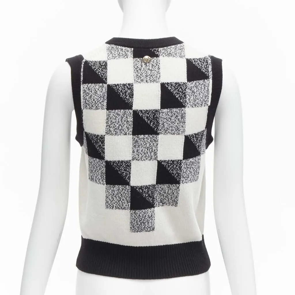 Chanel Check CC Sweater Vest Black Cashmere Never worn - Box View