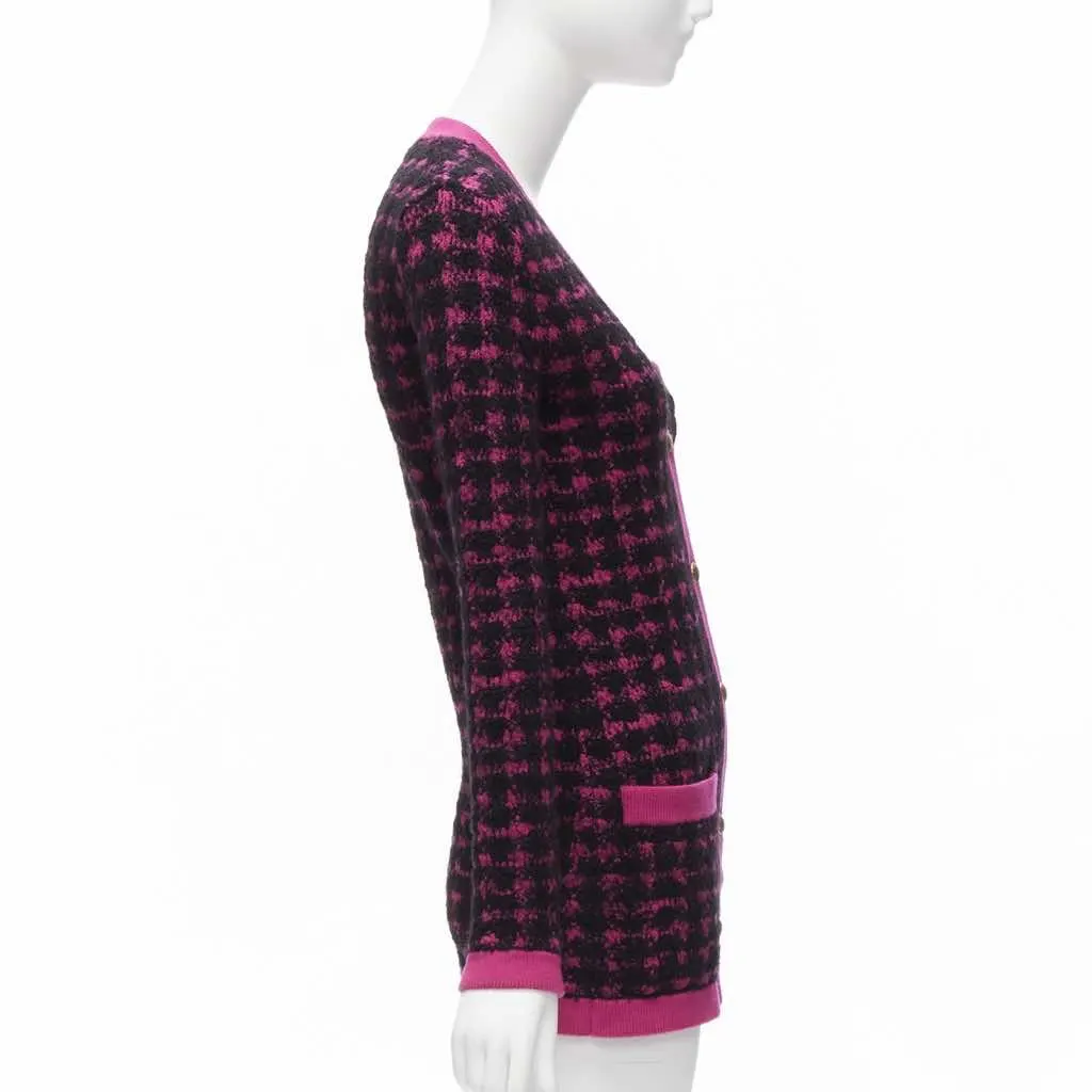 Saint Laurent Houndstooth Cardigan Pink Wool Never worn - Box View