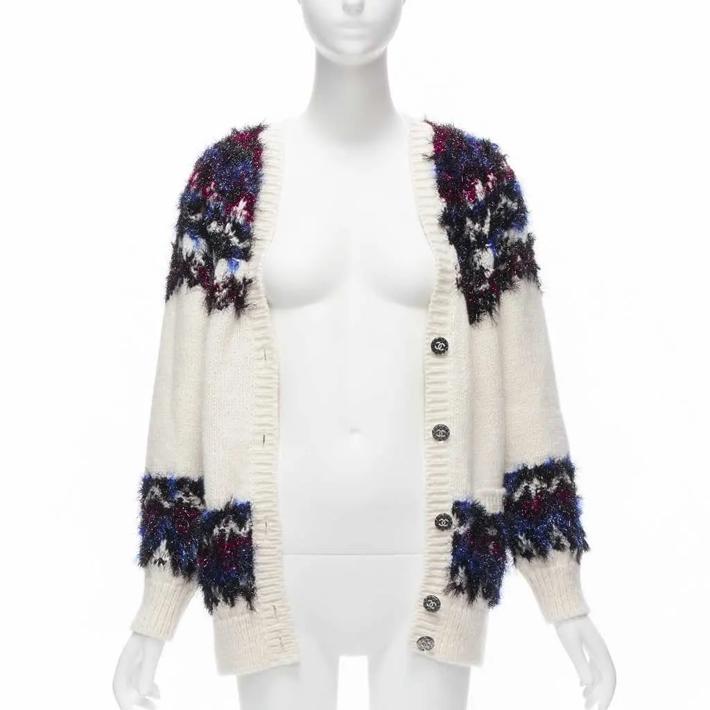 Chanel Fluffy CC Cardigan Beige Polyamide Never worn - Inside View