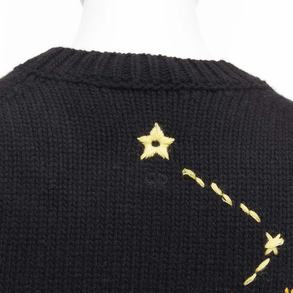 Dior Zodiac Cropped Sweater Black Wool Never worn - Back View