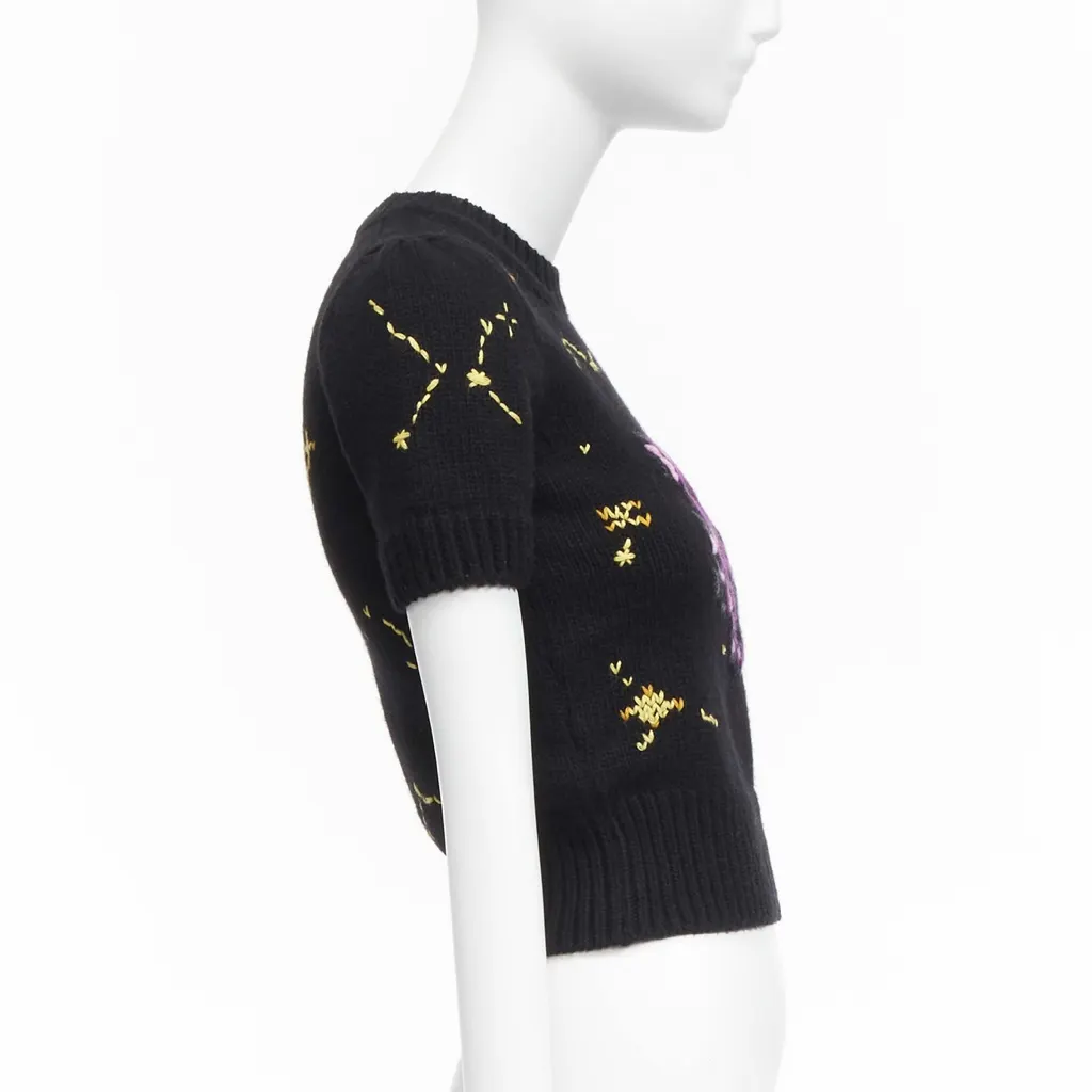 Dior Zodiac Cropped Sweater Black Wool Never worn - Model View