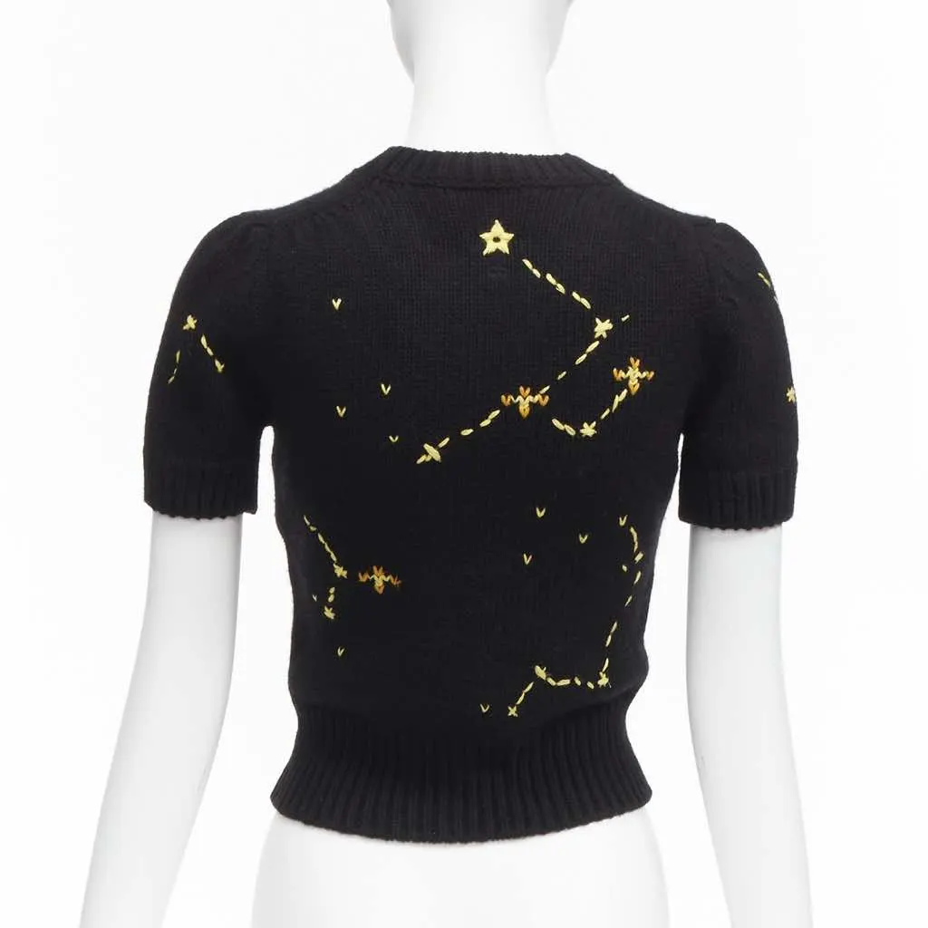 Dior Zodiac Cropped Sweater Black Wool Never worn - Box View
